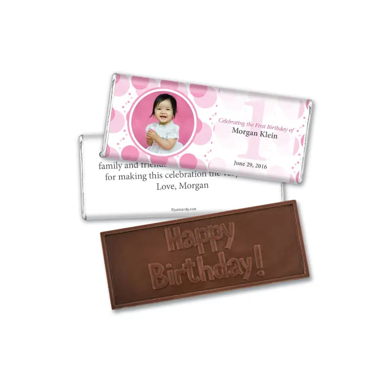 Personalized Birthday Embossed Happy birthday Chocolate Bar Monogram Circle Photo