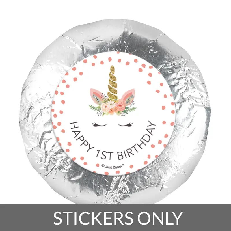 Personalized Birthday Whimsical Unicorn 1.25" Stickers (48 Stickers)