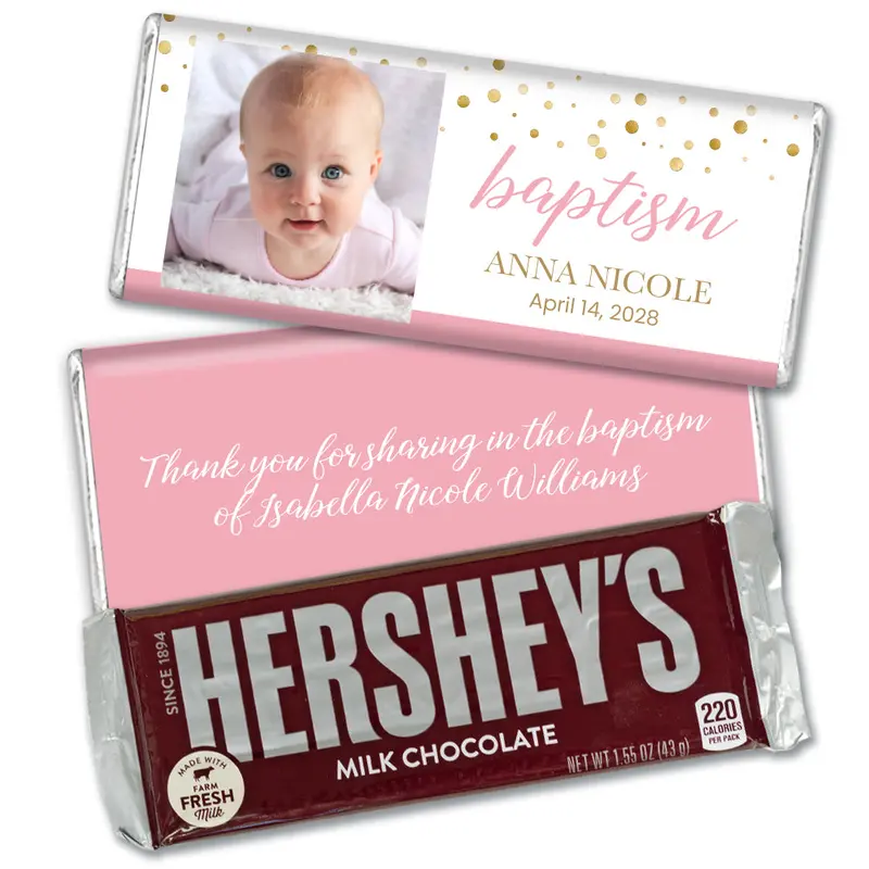 Personalized Baptism Gold Dots Hershey's Milk Chocolate Bar