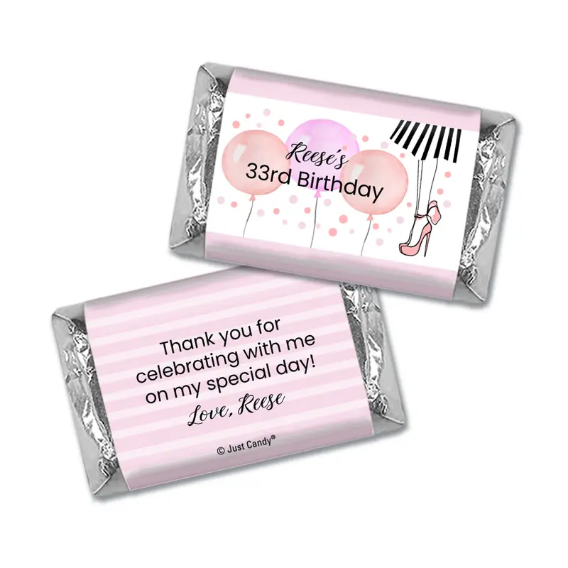 Personalized Birthday Balloons and Heels Hershey's Miniatures