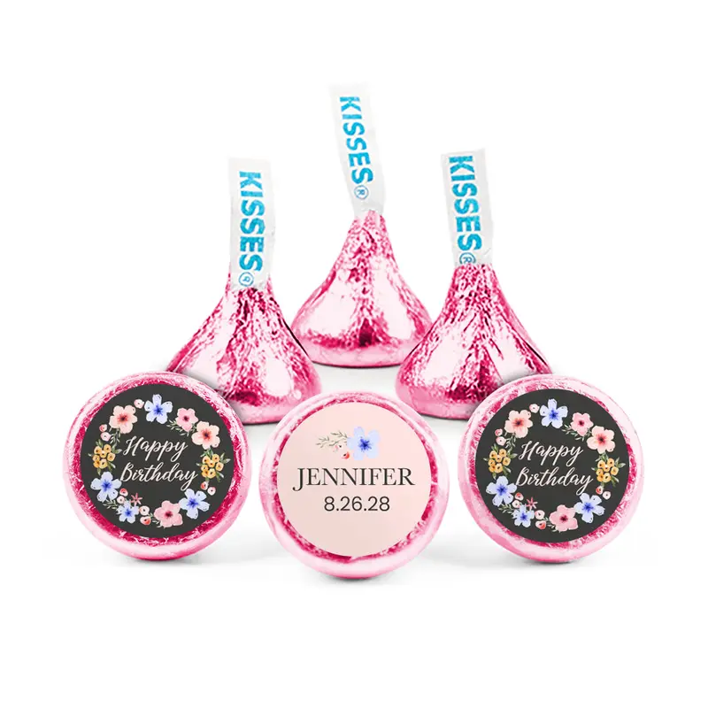 Personalized Birthday Dark Floral Hershey's Kisses