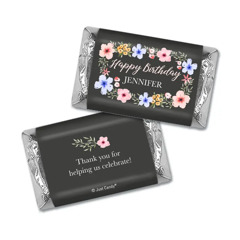 Personalized Birthday Dark Floral Hershey's Miniatures