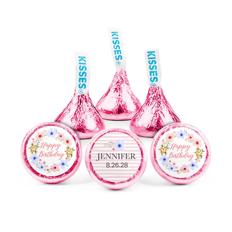 Personalized Birthday Floral Stripe Hershey's Kisses