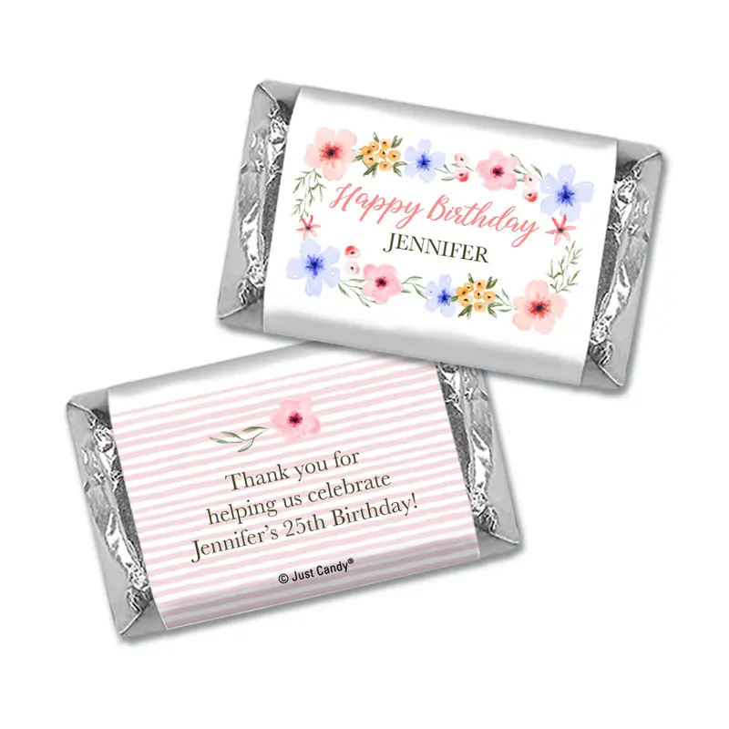 Personalized Birthday Floral Stripe Hershey's Miniatures