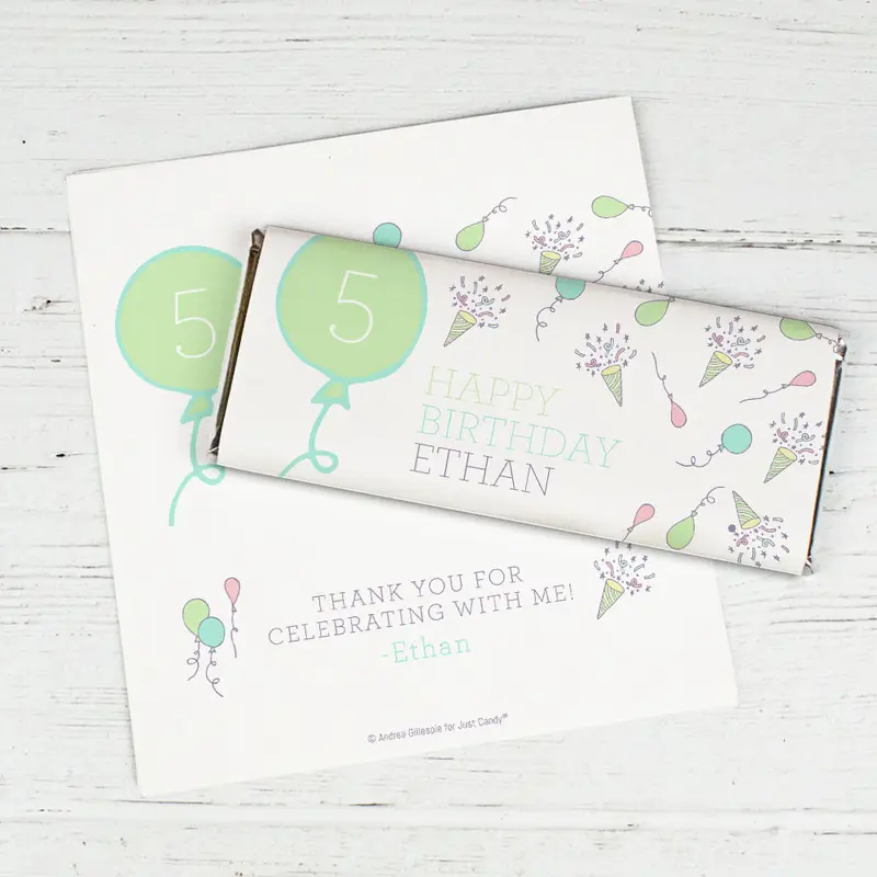 Personalized Birthday Party Time Chocolate Bar Wrappers