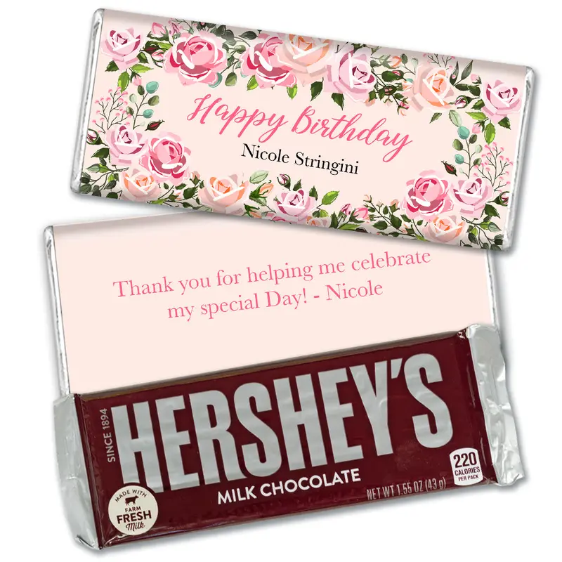 Personalized Birthday Pink Floral Hershey's Milk Chocolate Bar