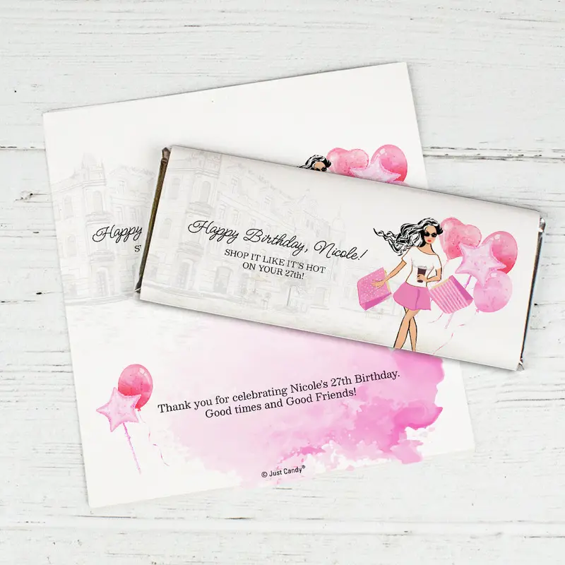 Personalized Birthday Shopping Diva Chocolate Bar Wrappers