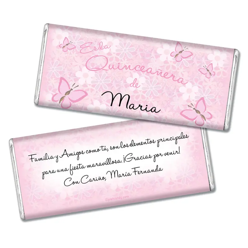 Quinceaera Personalized Hershey's Milk Chocolate Bar Jardn de Mariposas