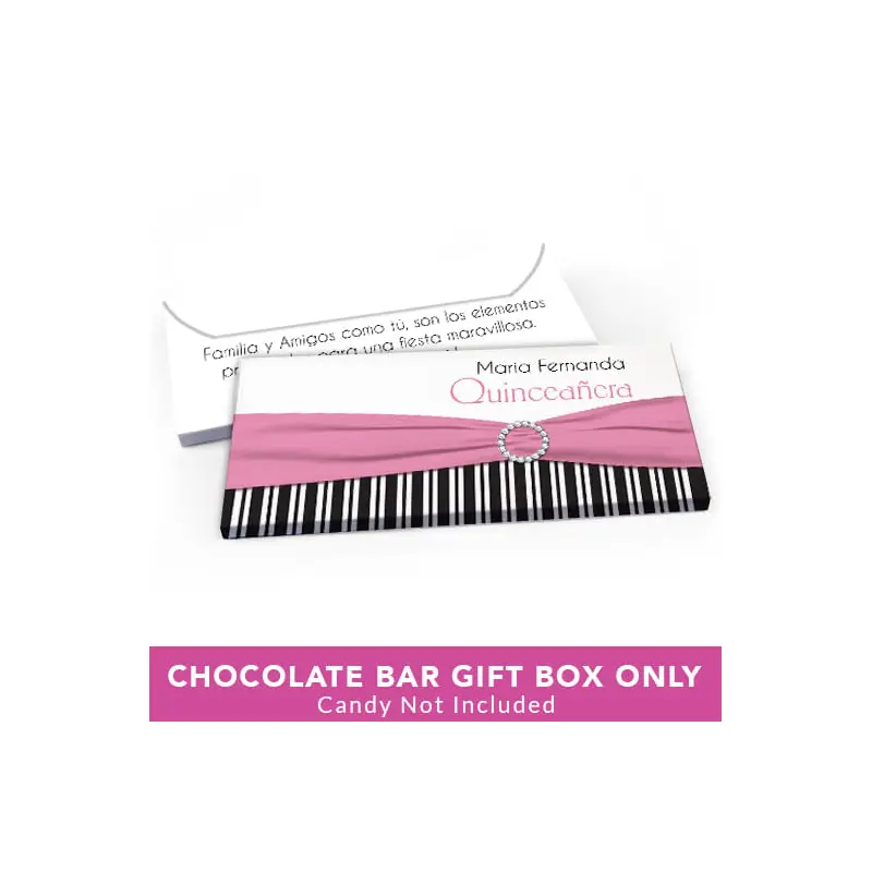 Deluxe Personalized Quinceanera Rayas y el Arco Candy Bar Favor Box