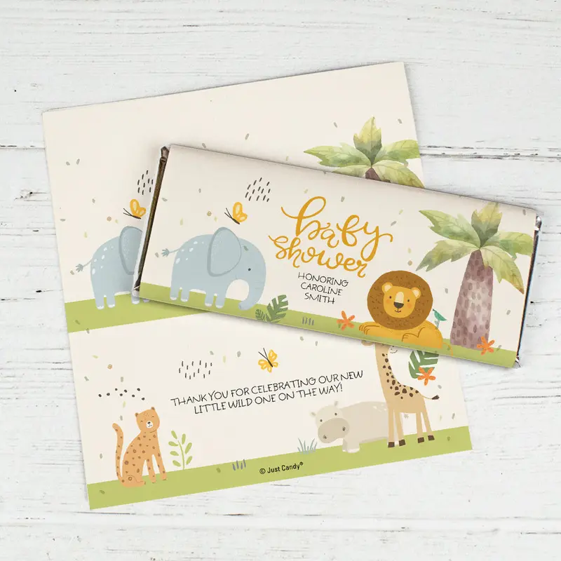Personalized Baby Shower Jungle Babies Chocolate Bar Wrappers