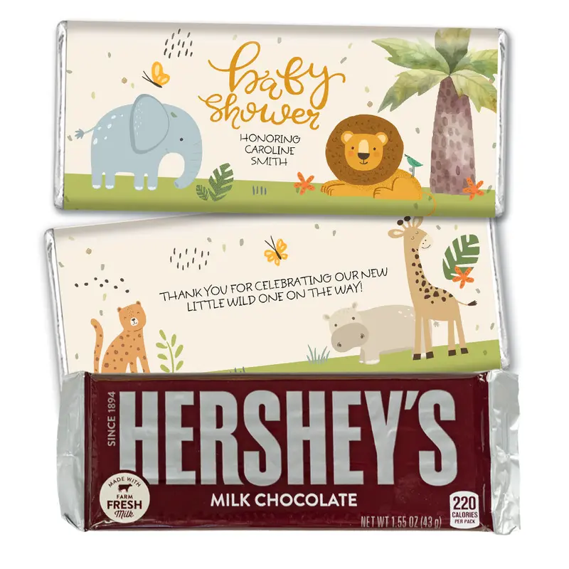 Personalized Baby Shower Jungle Babies Hershey's Milk Chocolate Bar