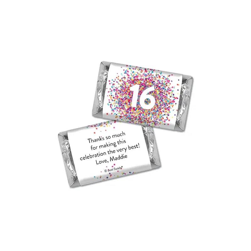 Personalized Birthday Hershey's Miniatures Sweet 16 Confetti Burst