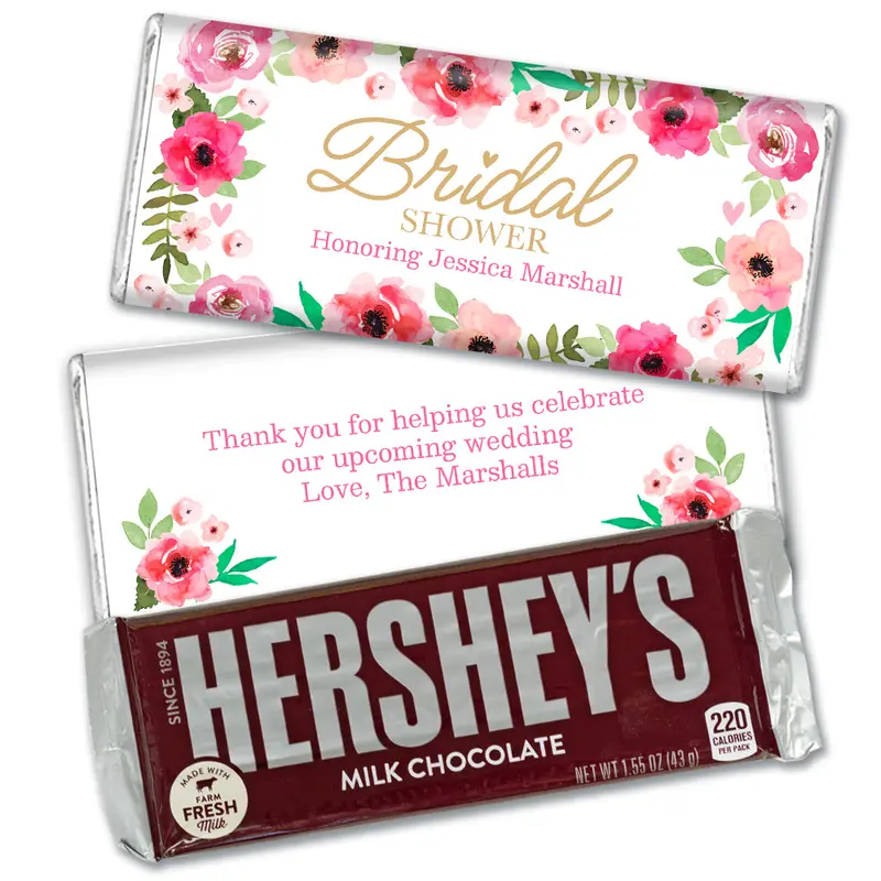 Personalized Bridal Shower Floral Hershey's Milk Chocolate Bar