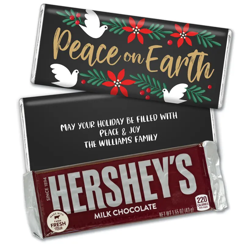 Personalized Christmas Peace on Earth Hershey's Milk Chocolate Bar