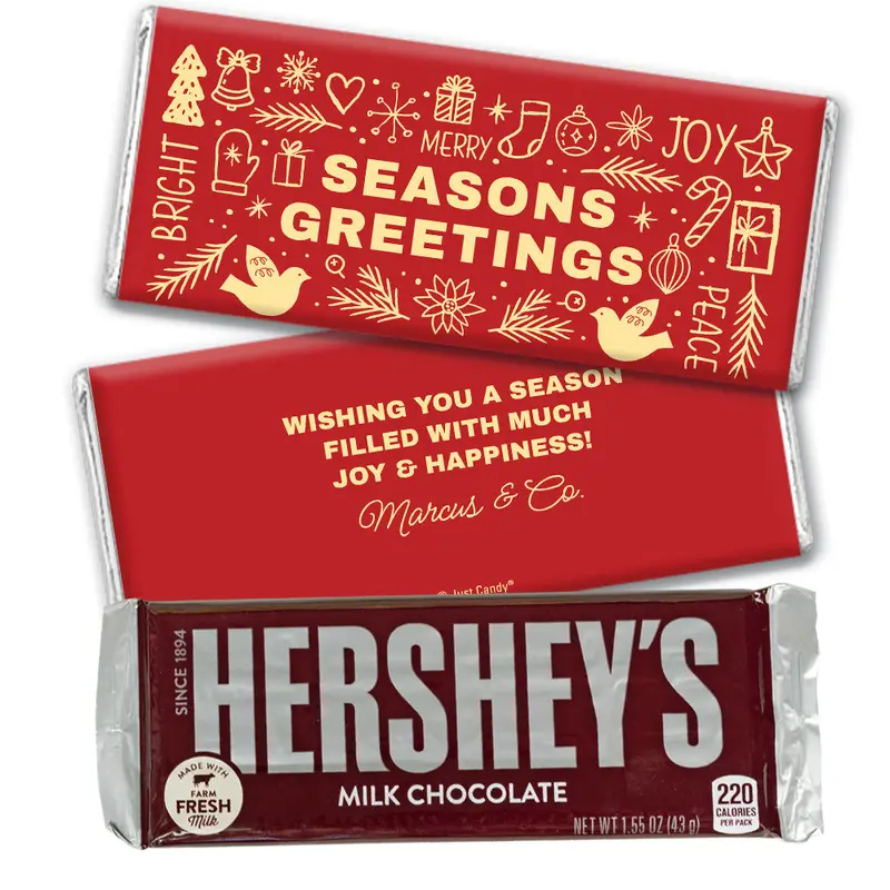 Personalized Christmas Seasons Greetings Hershey's Milk Chocolate Bar