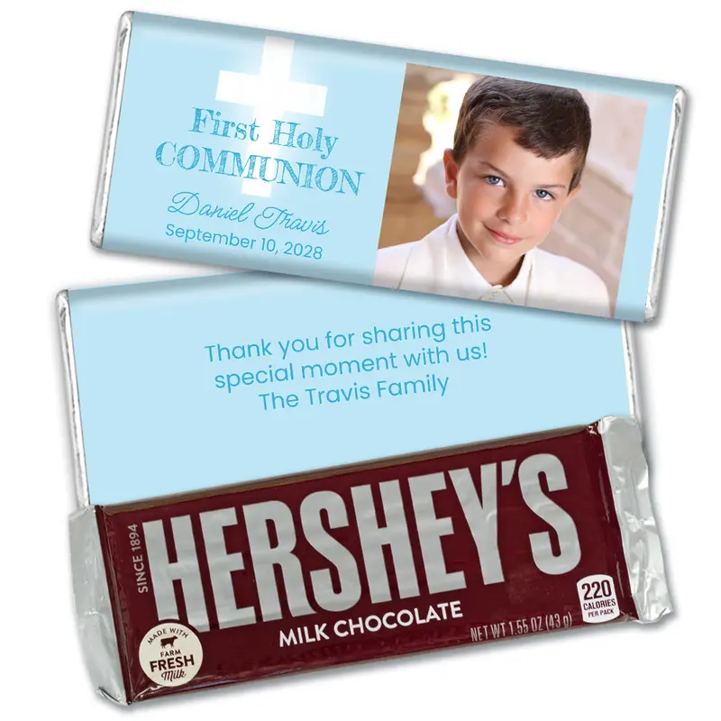 Personalized Comminion White Cross Hershey's Milk Chocolate Bar