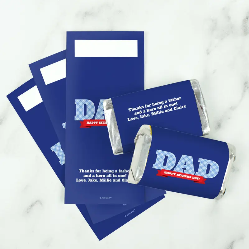 Personalized Father's Day Plaid Dad Hershey's Miniatures - Wrappers Only