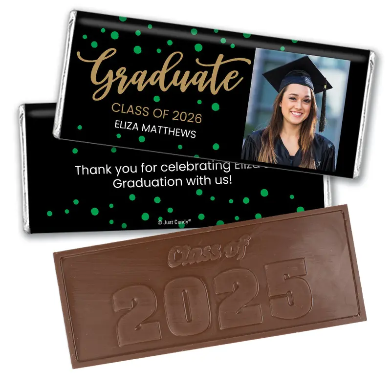 Personalized Graduation Dots Embossed Belgian Chocolate Bar