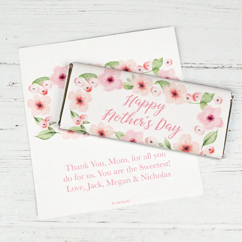 Personalized Mother's Day Floral Chocolate Bar Wrappers