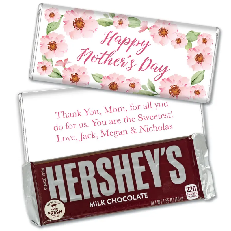 Personalized Mother's Day Floral Hershey's Milk Chocolate Bar