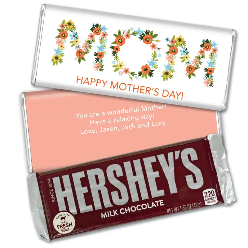 Personalized Mother's Day Flowery Hershey's Milk Chocolate Bar