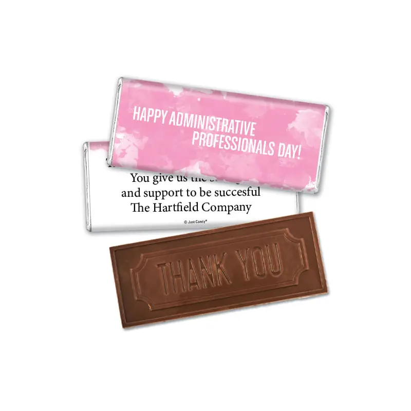Administrative Professionals Day Embossed Thank You Chocolate Bar Watercolor Blots