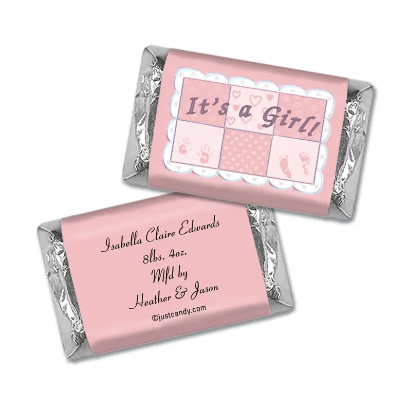 Baby Girl Announcement Personalized Hershey's Miniatures It's a Girl Quilt