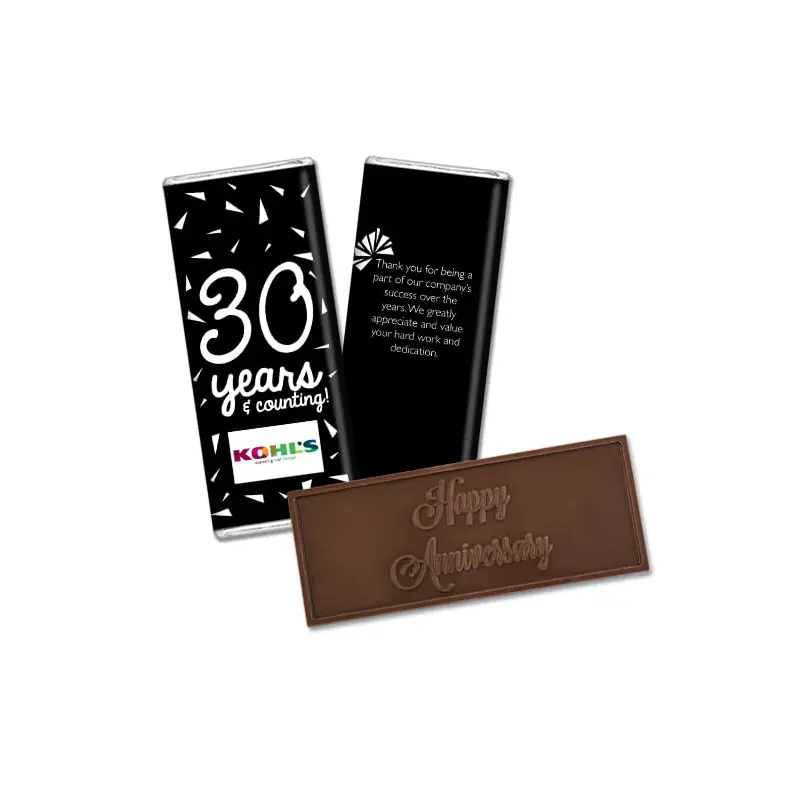 Personalized Anniversary Add Your Logo Confetti Embossed Chocolate Bar & Wrapper