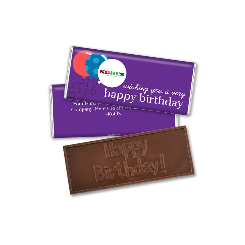 Personalized Birthday Add Your Logo Balloons Embossed Chocolate Bar & Wrapper