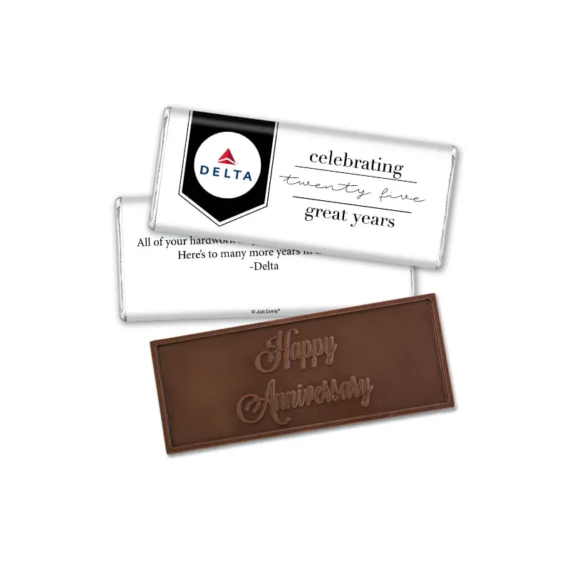Personalized Corporate Anniversary Add Your Logo Celebration Embossed Chocolate Bar & Wrapper