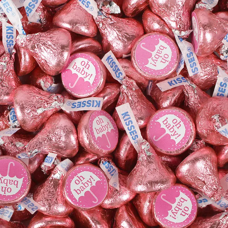 Assembled Pink Baby Shower Hershey's Kisses Candy 13.6oz Bag 85ct - Oh Baby!