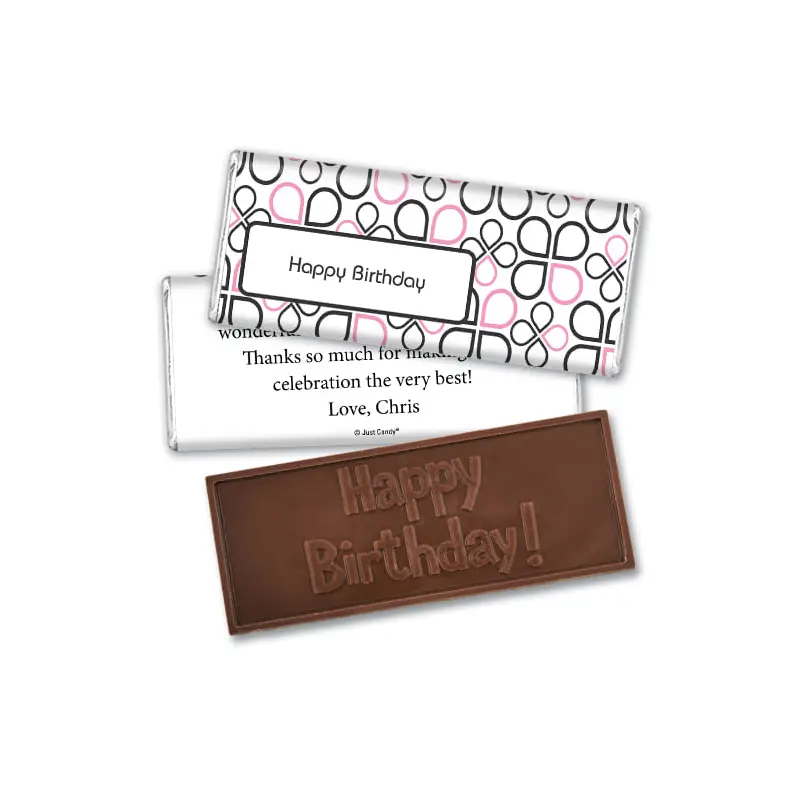 Birthday Personalized Embossed Happy Birthday Chocolate Bar Infinity Clover Pattern