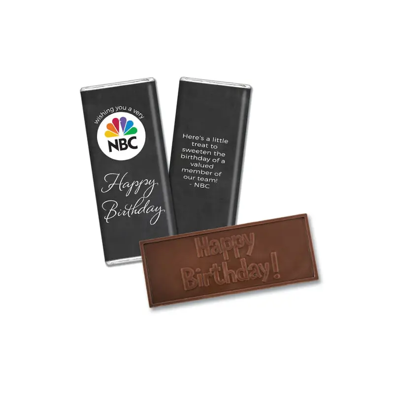 Personalized Birthday Add Your Logo Script Embossed Chocolate Bar & Wrapper