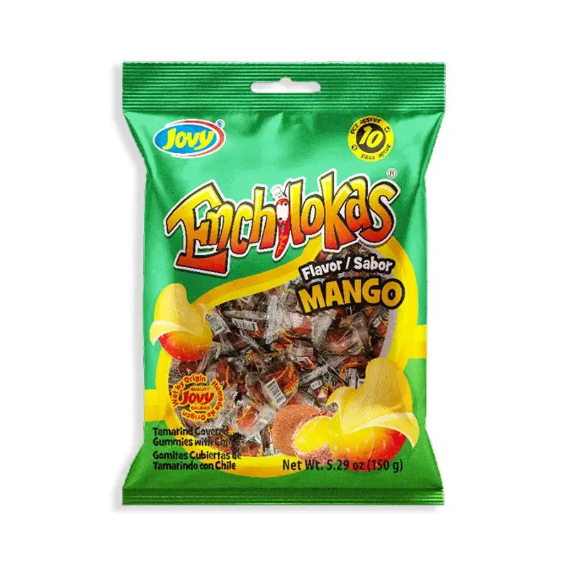 Jovy Enchilokas Mango Chili Gummy Candy Peg Bag: 24-Piece Case