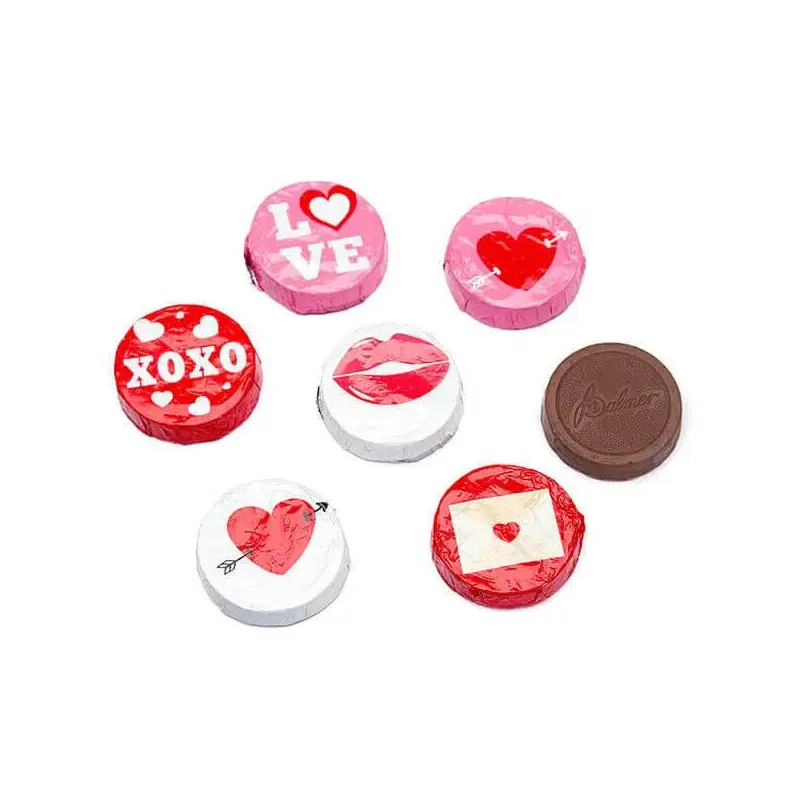 Palmer Valentine Foiled Chocolate Candy Rounds: 4LB Bag