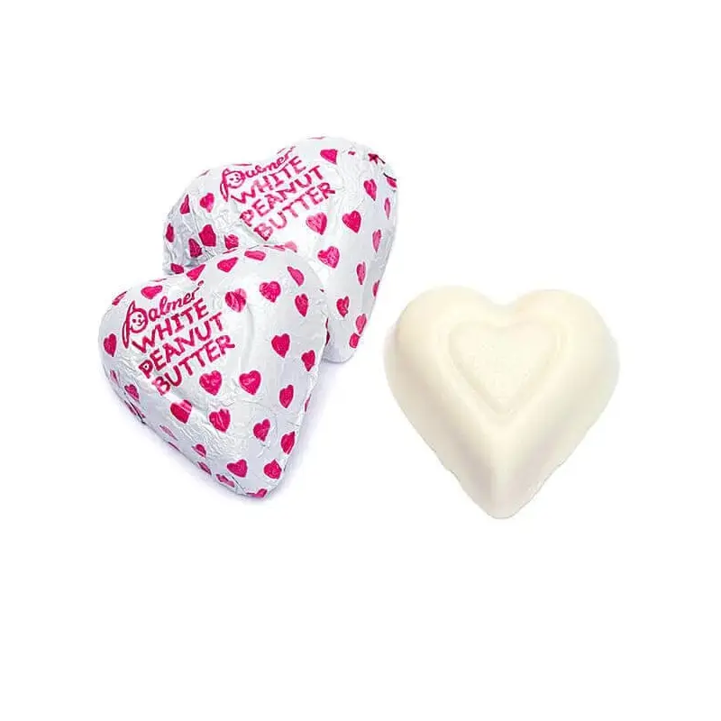 Palmer Valentine Foiled Peanut Butter Filled White Chocolate Hearts: 4LB Bag