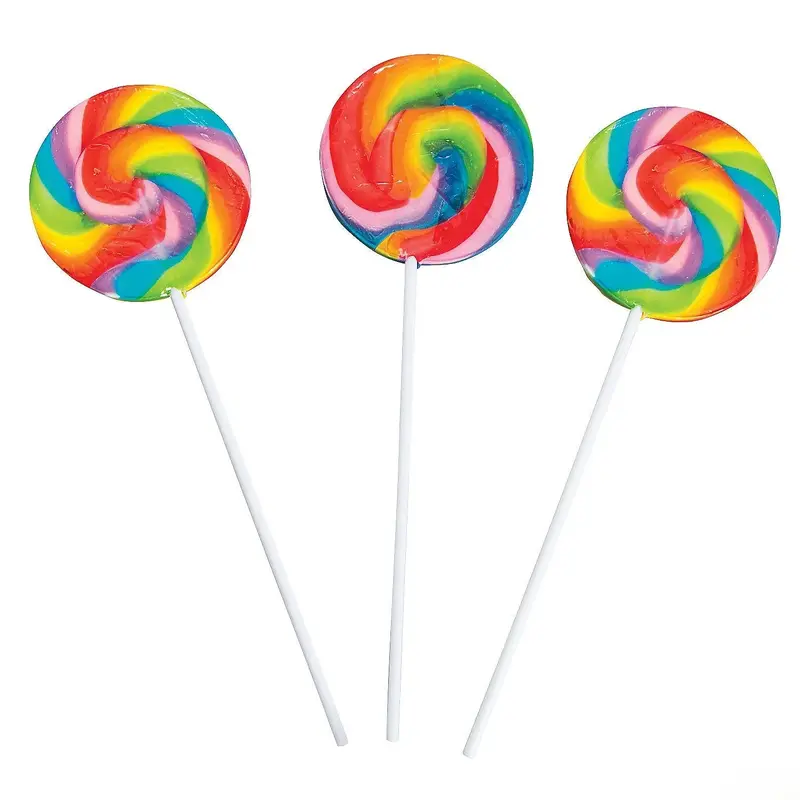 Rainbow 2 3/4" Swirl Lollipops - Cherry: 12-Piece Box