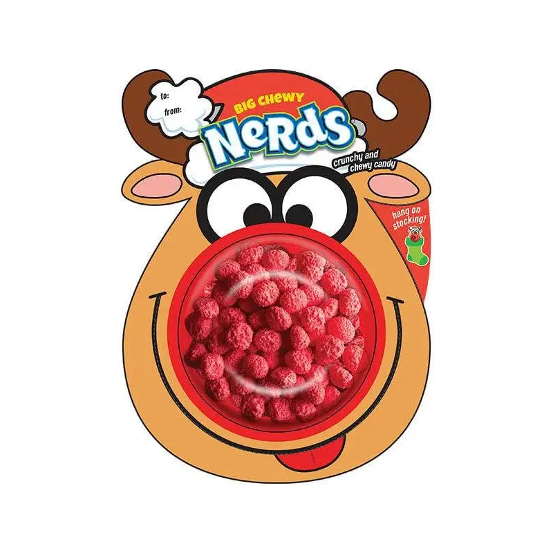 Big Chewy Nerds Candy Reindeer Christmas Stocking Hanger