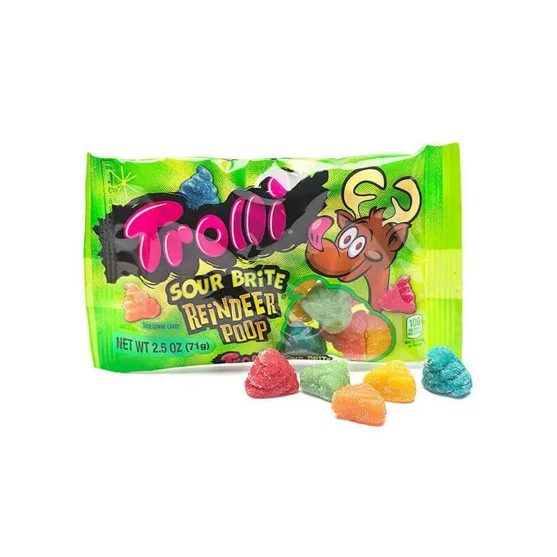Trolli Sour Brite Gummy Reindeer Poop Candy: 2.5-Ounce Bag