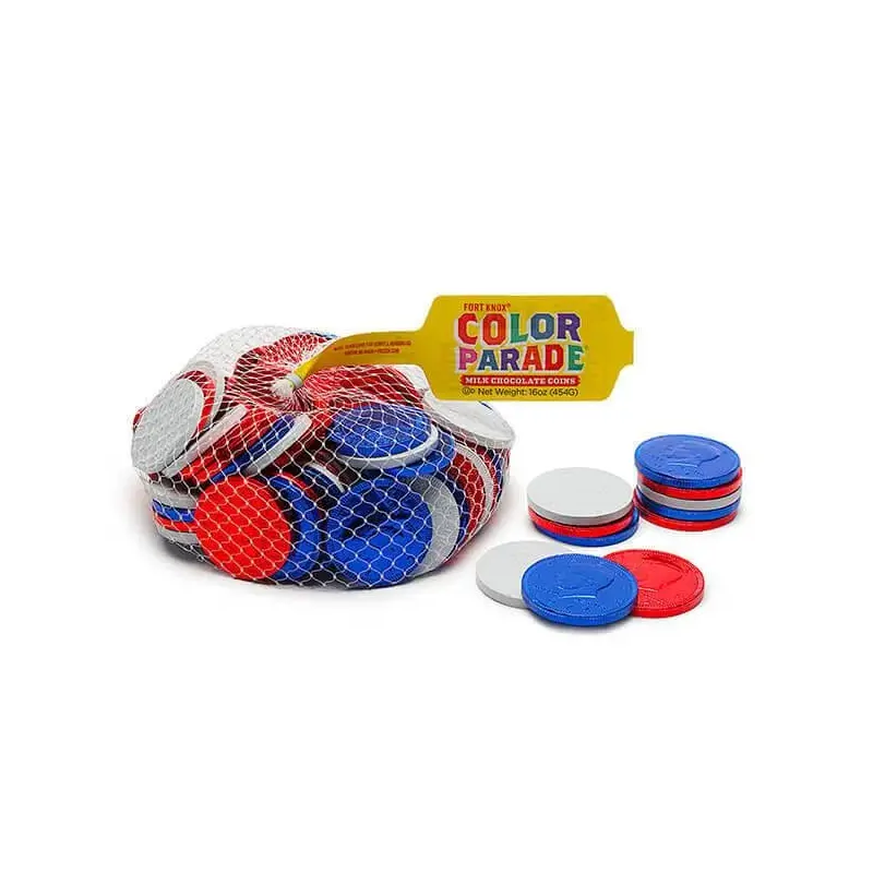 USA Patriotic Foiled Milk Chocolate Coins: 1LB Bag