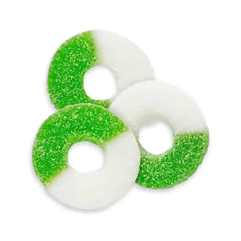 Jovy Green Apple Gummy Rings Candy: 5LB Box