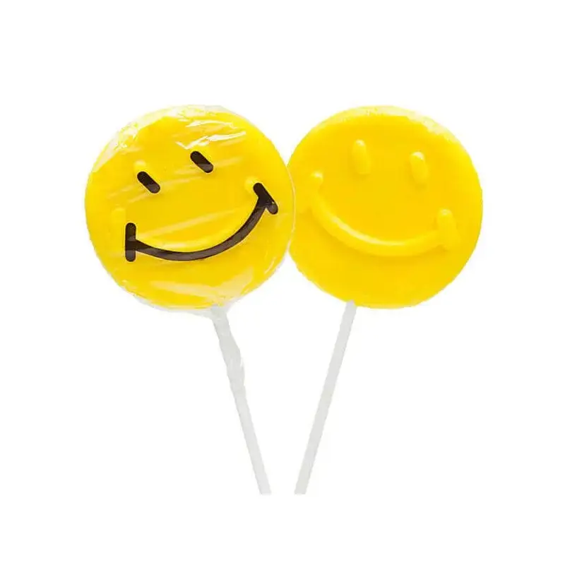 Yellow Smiley Face Lollipops: 60-Piece Case