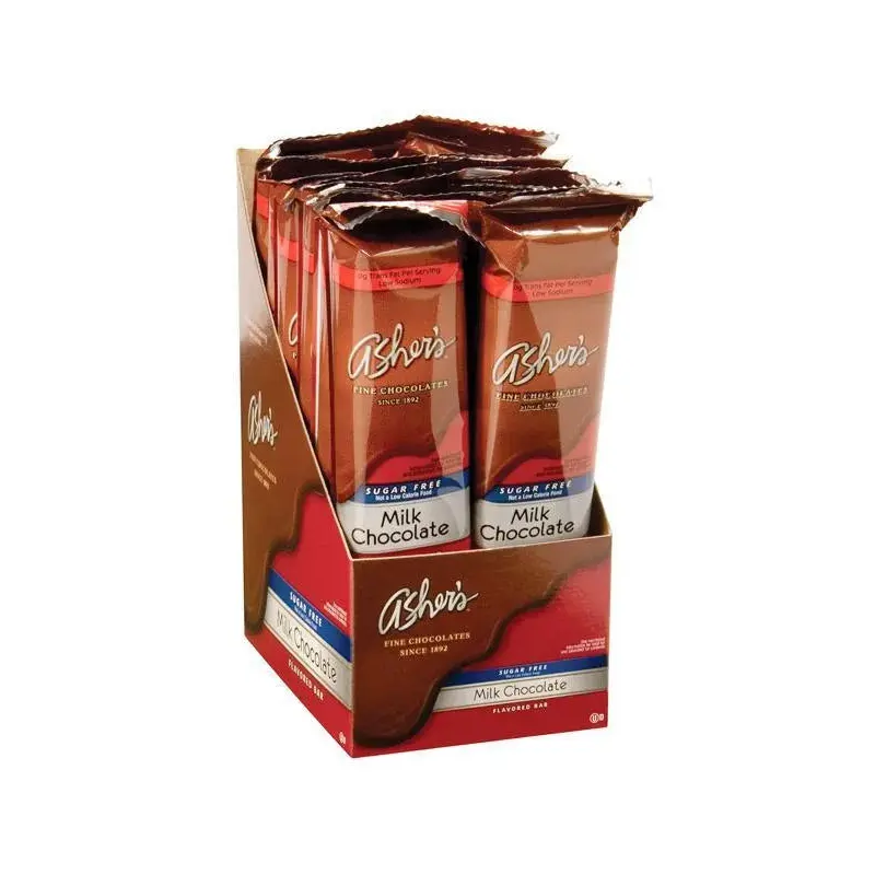 Asher's Sugar Free Chocolate Candy Bars - Milk Chocolate: 12-Piece Box