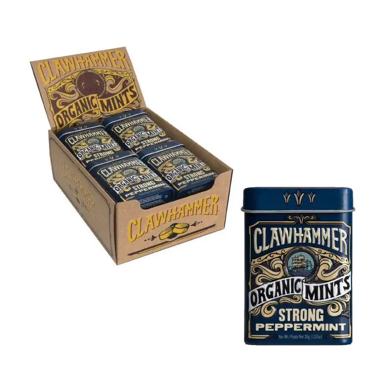 Clawhammer Organic Mint Tins - Strong Peppermint: 12-Piece Box
