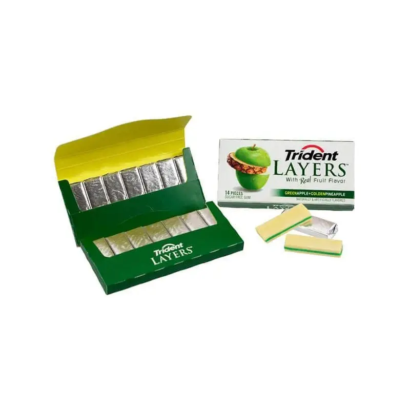 Trident Layers Gum Packs - Green Apple & Pineapple: 8-Piece Box