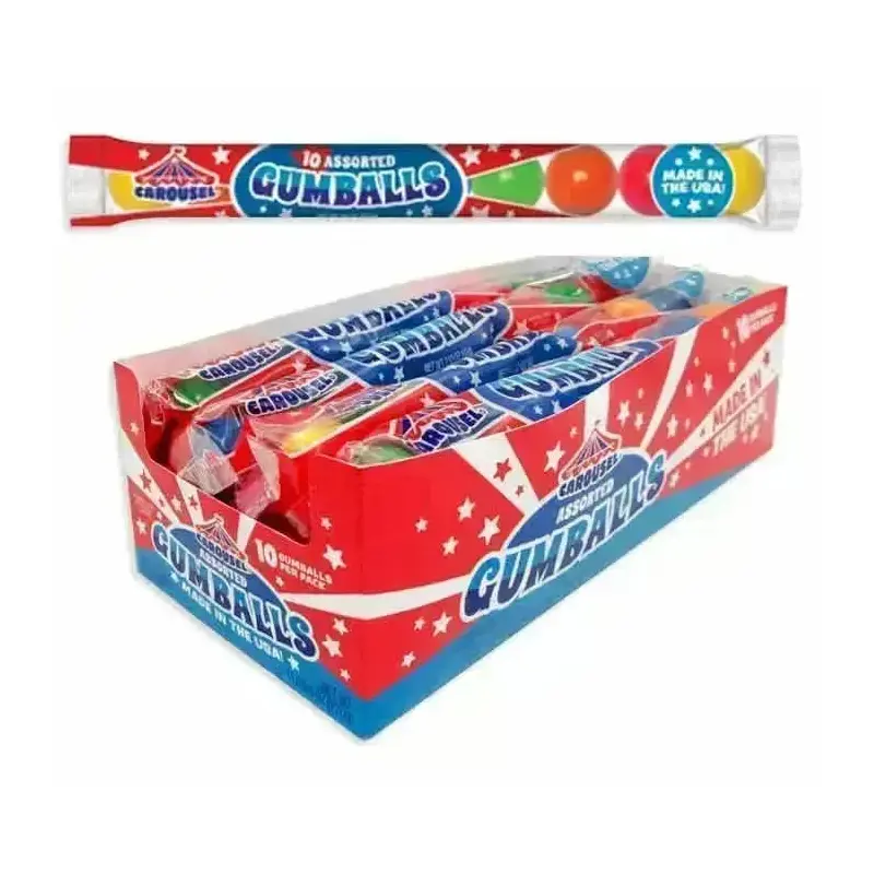 Carousel Assorted Gumball Tubes: 12-Piece Box