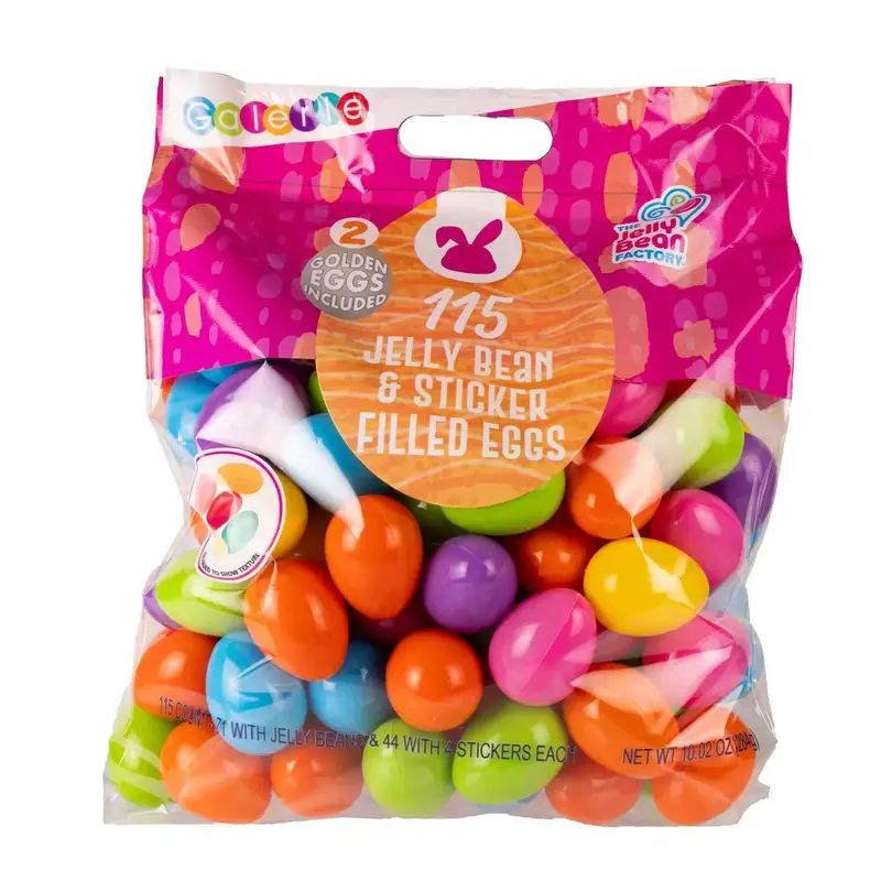 Easter Eggs Filled with Jelly Beans and Stickers: 115-Piece Bag