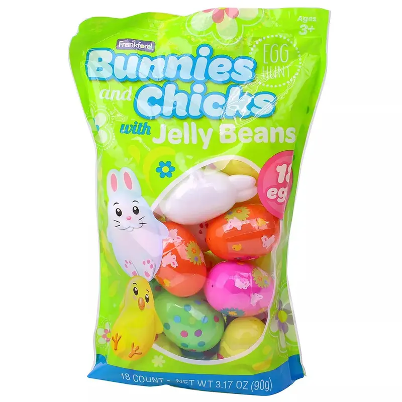 Frankford Bunnies & Chicks Plastic Eggs with Jelly Beans: 18-Piece Bag