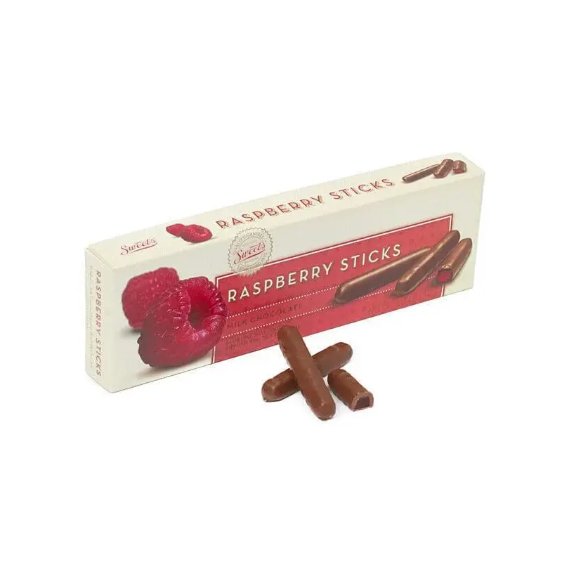 Milk Chocolate Covered Raspberry Jelly Candy Sticks Packs: 12-Piece Box
