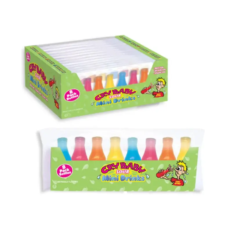Nik-L-Nip Sour Cry Baby Wax Bottles 8-Packs: 12-Piece Display